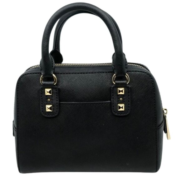 MICHAEL KORS~SANDRINE~Black Saffiano Leather Studded Mini Satchel Crossbody Bag - Picture 4 of 7